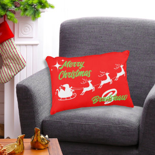 Merry Christmas Santa's Sleigh Accent Pillow