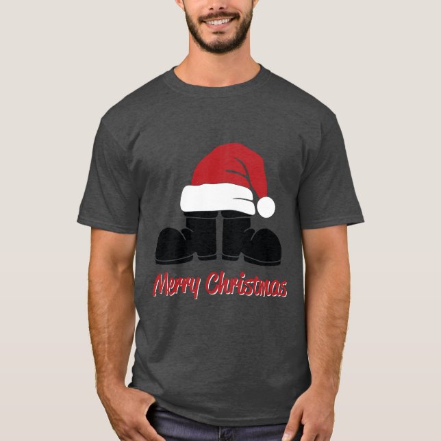 Merry Christmas Sants Hat & Boots T-Shirt (Front)