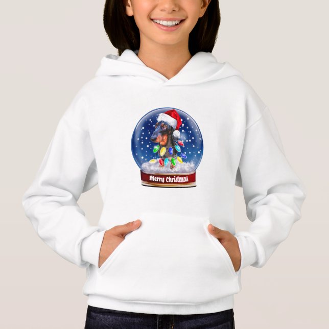 Merry Christmas Sausage Dog Snow Globe (Front)