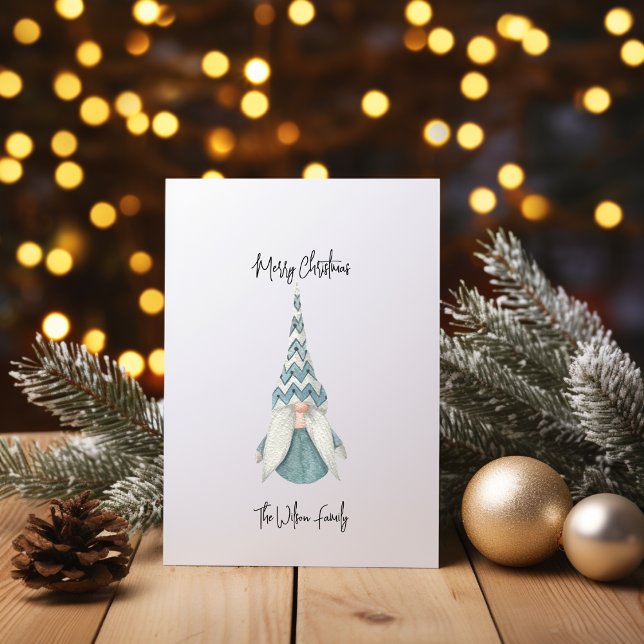 Merry Christmas Scandinavian Blue Lady Gnom Holiday Card (Merry Christmas Scandinavian Blue Lady Gnom Holiday Card)