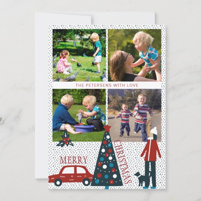 Merry Christmas Scandinavian funny photo collage Card (Front)