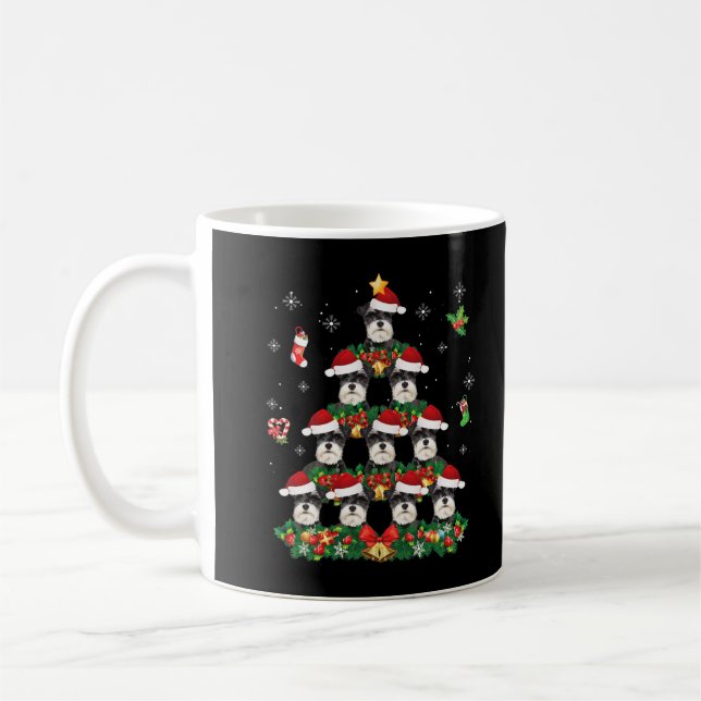 Merry Christmas Schnauzer Dog Santa Tree Pajama Sw Coffee Mug (Left)