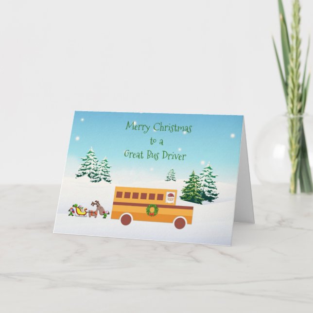 Merry Christmas, School Bus Driver Holiday Card (Front)