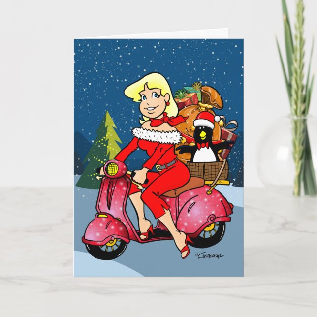 Merry Christmas Scooter Holiday Card (Front)