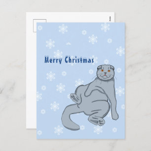 Merry Christmas Scottish cat Holiday Postcard