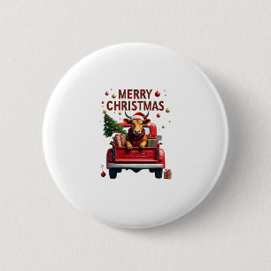 Merry Christmas Scottish Highland Cow Xmas Farm An 6 Cm Round Badge
