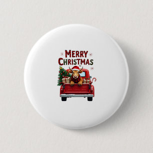 Merry Christmas Scottish Highland Cow Xmas Farm An 6 Cm Round Badge