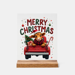 Merry Christmas Scottish Highland Cow Xmas Farm An Acrylic Sign