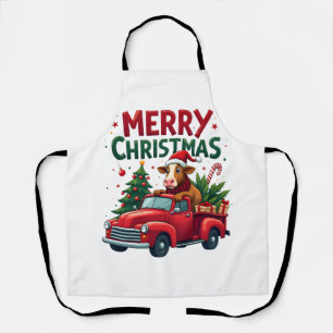 Merry Christmas Scottish Highland Cow Xmas Farm An Apron