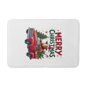 Merry Christmas Scottish Highland Cow Xmas Farm An Bath Mat