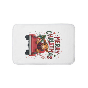 Merry Christmas Scottish Highland Cow Xmas Farm An Bath Mat
