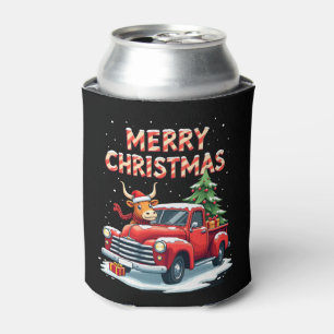 Merry Christmas Scottish Highland Cow Xmas Farm An Can Cooler