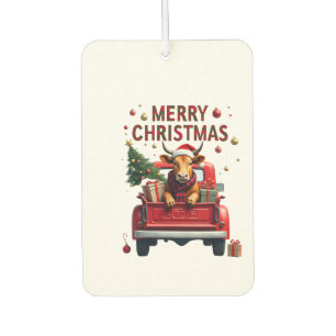 Merry Christmas Scottish Highland Cow Xmas Farm An Car Air Freshener