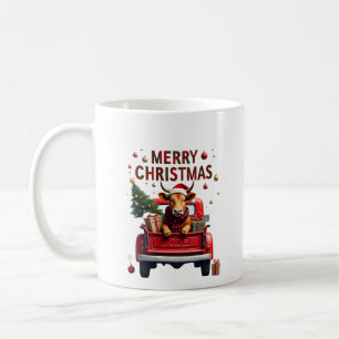 Merry Christmas Scottish Highland Cow Xmas Farm An Coffee Mug
