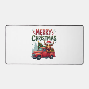 Merry Christmas Scottish Highland Cow Xmas Farm An Desk Mat