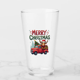 Merry Christmas Scottish Highland Cow Xmas Farm An Glass