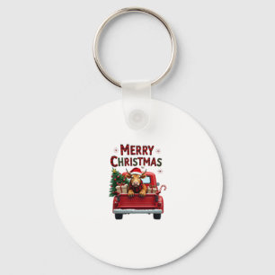 Merry Christmas Scottish Highland Cow Xmas Farm An Key Ring