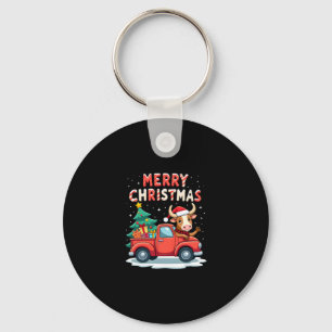 Merry Christmas Scottish Highland Cow Xmas Farm An Key Ring