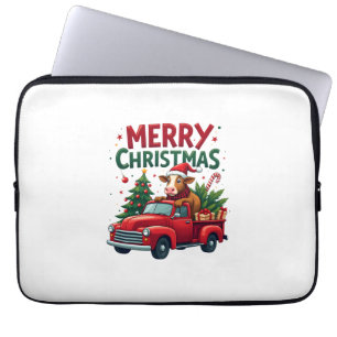 Merry Christmas Scottish Highland Cow Xmas Farm An Laptop Sleeve