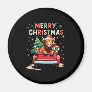 Merry Christmas Scottish Highland Cow Xmas Farm An Magnet