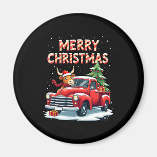 Merry Christmas Scottish Highland Cow Xmas Farm An Magnet