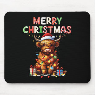 Merry Christmas Scottish Highland Cow Xmas Farm An Mouse Pad