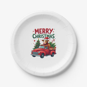Merry Christmas Scottish Highland Cow Xmas Farm An Paper Plate