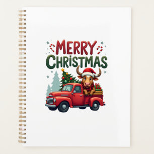 Merry Christmas Scottish Highland Cow Xmas Farm An Planner