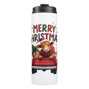 Merry Christmas Scottish Highland Cow Xmas Farm An Thermal Tumbler