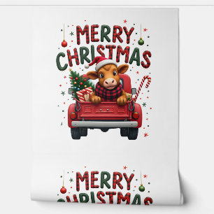 Merry Christmas Scottish Highland Cow Xmas Farm An Wallpaper