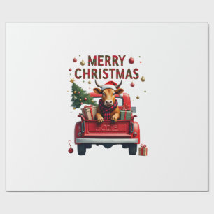 Merry Christmas Scottish Highland Cow Xmas Farm An Wrapping Paper