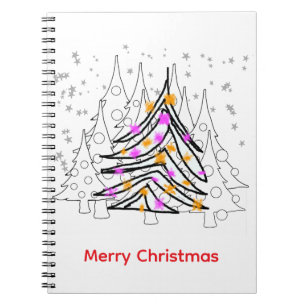 Merry Christmas Scribble Tree Holiday Business Notebook