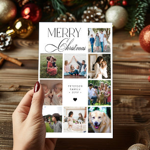 Merry Christmas script 9 photo collage Christmas Holiday Card