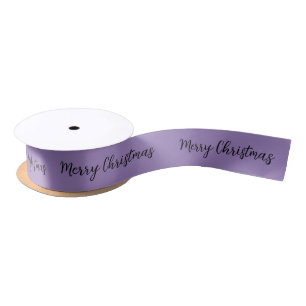 Merry Christmas Script Black and Lavender Satin Ribbon