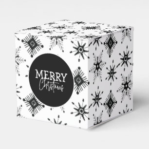 Merry Christmas Script Black Snowflakes Favour Box