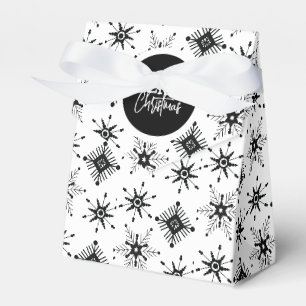 Merry Christmas Script Black Snowflakes    Favour Box