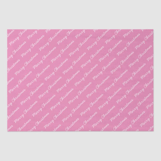 Merry Christmas Script Bright Pink Tissue Paper (Front)