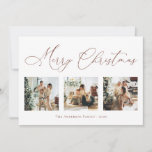 Merry Christmas Script Brown Multi Photo Collage Holiday Card<br><div class="desc">Create beautiful memories this holiday season with this multi-photo collage holiday card. This card features a modern minimalist script with your favourite photos on the front and one on the back. Personalise this fully customisable card with your greeting,  message,  family name and year.</div>