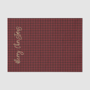 Merry Christmas Script Buffalo Plaid Red Black Tissue Paper