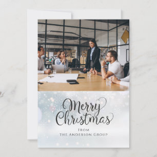 Merry Christmas Script Business Office Photo Holiday Card