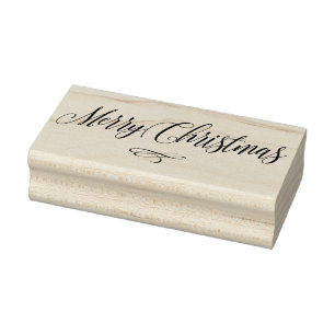 Merry Christmas Script Calligraphy text Scrapbook Rubber Stamp