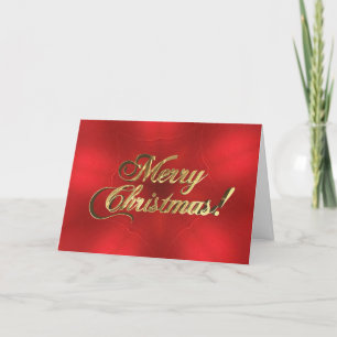 Merry Christmas Script Classy Red and Gold Holiday Card