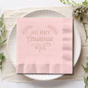 Merry Christmas Script Corporate Personalised Name Foil Napkins