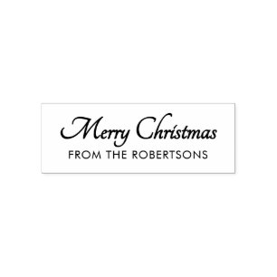 Merry Christmas Script Custom Monogram Self-inking Stamp