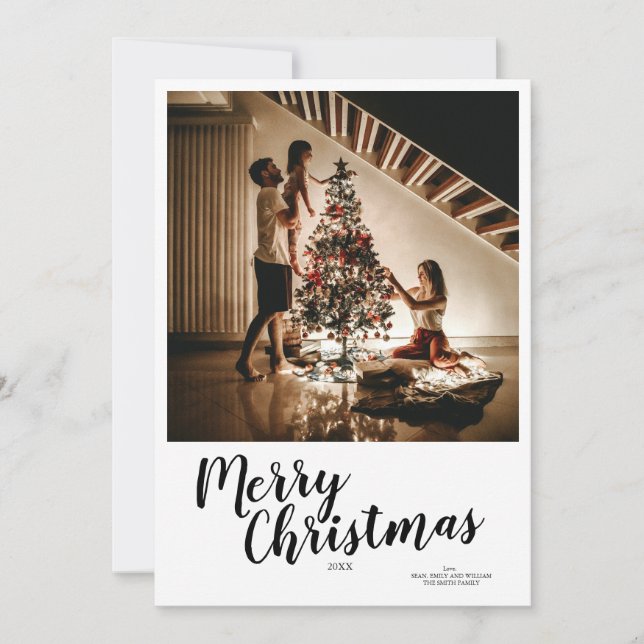 Merry Christmas Script Custom Trees Card (Front)