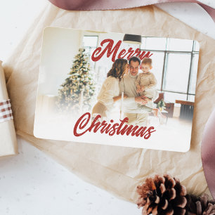 Merry Christmas Script Family Custom Photo Holiday Card
