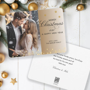 Merry Christmas! Script Font, Beige-Brown Photo Holiday Card