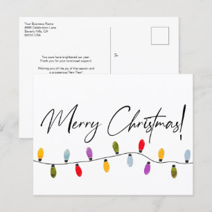 Merry Christmas Script Holiday Lights Corporate  Postcard