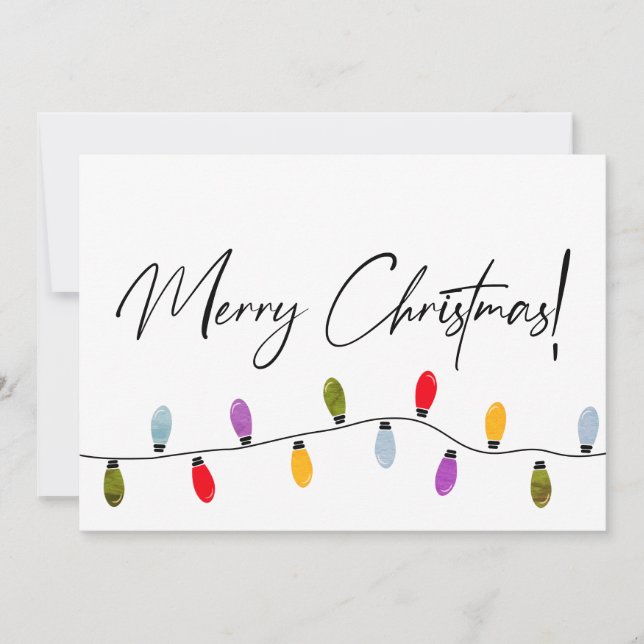 Merry Christmas Script Holiday Lights Family Name  (Front)