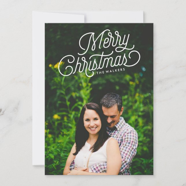 Merry Christmas Script Holiday Photo Card (Front)